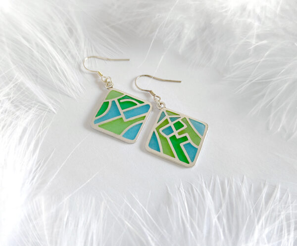 peace3 Peace & Joy|Customizable 925 Silver Plique-à-jour Enamel Earrings