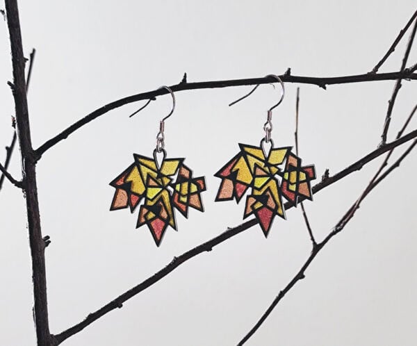 Maple Splendore1 Maple Splendor|925 Silver Plique-à-jour Enamel Earrings