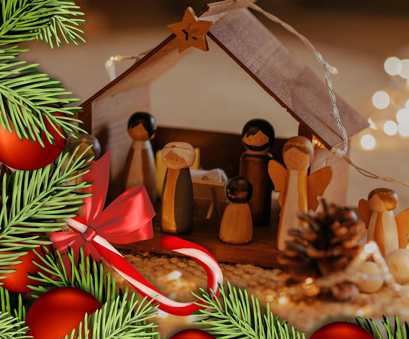 Christmas Blessings | Welcoming the New Year with Love and Hope 1 Handmade Jewelry Enamel Art Handmade Jewelry Enamel Art A nativity scene with figurines of the birth of Jesus, illuminated by warm lights, evoking a festive atmosphere of love and peace for Christmas, welcoming the new year of 2025