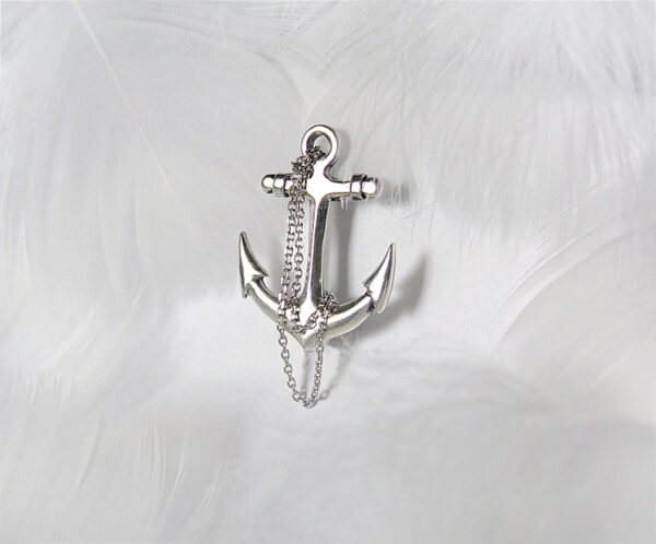 Cross anchor-shaped 925 sterling silver brooch