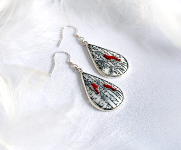Winter Melody｜925 Silver Hand painted Enamel Earrings