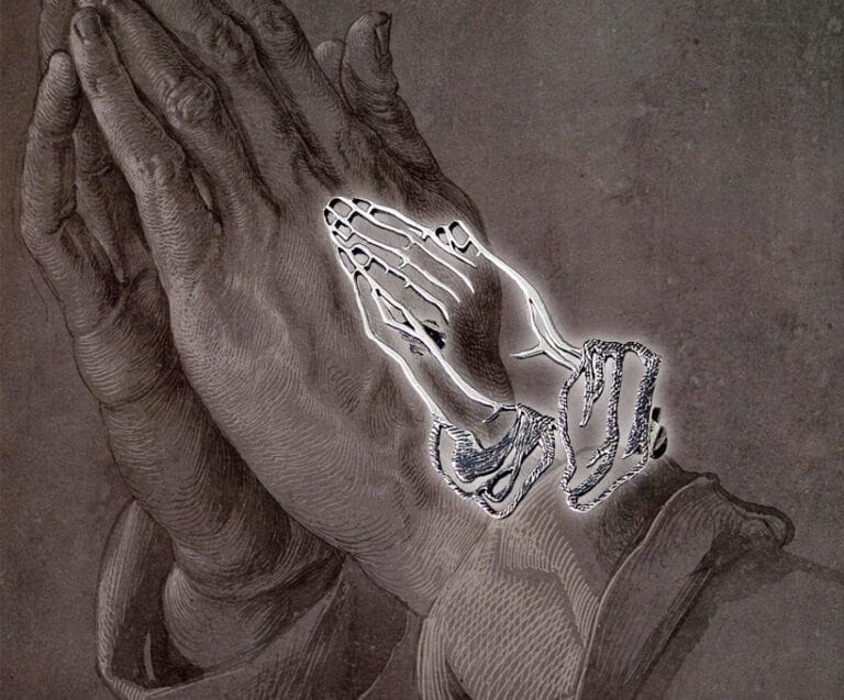 Silver "Praying Hands" brooch