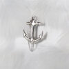Cross anchor-shaped 925 sterling silver brooch