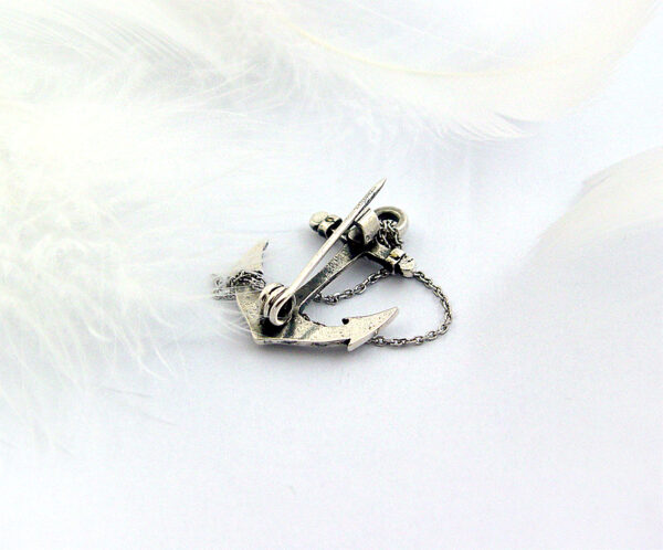 Cross anchor-shaped 925 sterling silver brooch