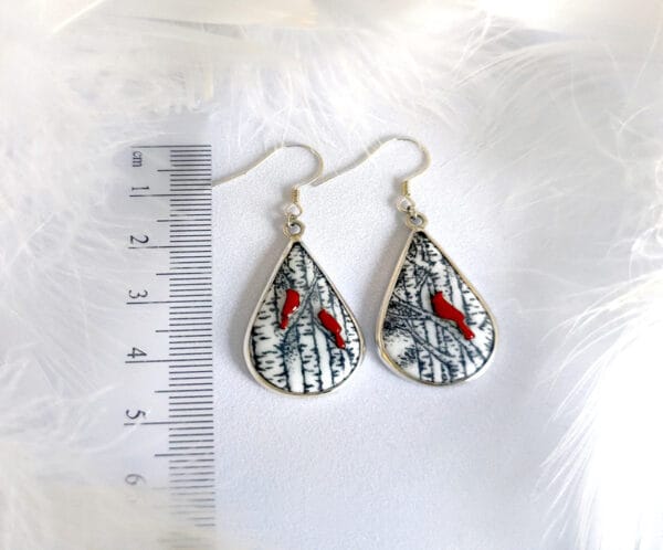 Winter Melody hand-painted enamel earrings