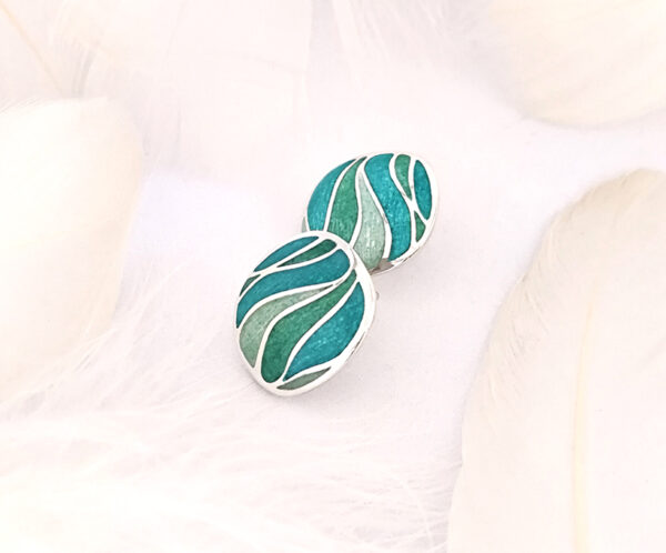 Still Waters Run Deep｜Champlevé Enamel 925 Silver Earrings