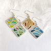 “Four Seasons Imagery” handcrafted enamel earrings featuring openwork cloisonné technique, delicately capturing the colors and moods of spring, summer, autumn, and winter in translucent detail.